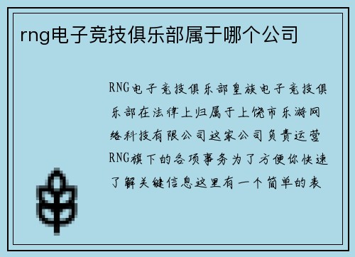 rng电子竞技俱乐部属于哪个公司